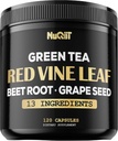 Red Vine Leaf Extract 15000mg Beet Root 3000mg Organic Green Tea 3000mg Supplement & mere - Support Heart Health, Strength, Immunsystem & Kropsadministration - 120 Veganske kapsler til 2-måneders levering