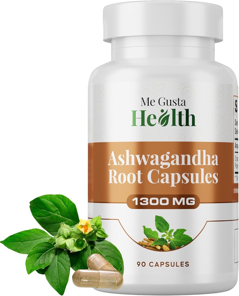 Ashwagandha Root Powder Capsules 1300mg, Capsule Metabolisme Support til kvinder og mænd, Immun & Mood Support, Ashwamag GMO Free Energy Support & Sleep Support 90 Kapsler