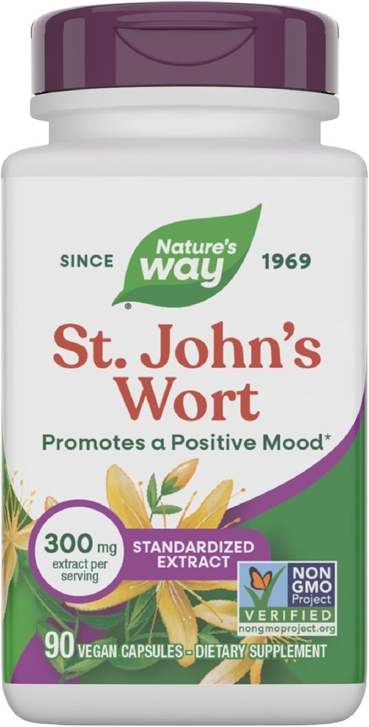 Nature 's Way St. John' s Wort Premium Extract fremmer positiv Outlook * Non- GMO 90 Kapsler
