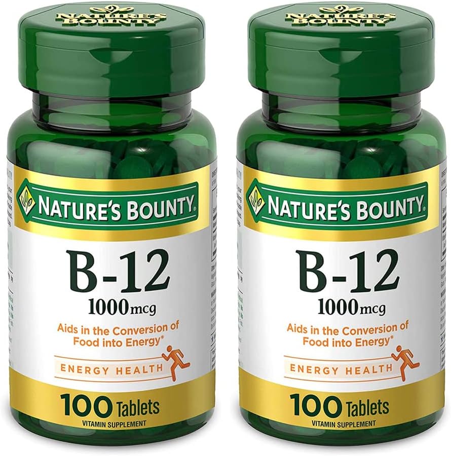 Naturens Bounty Natural Vitamin B12, 1000mcg, 100 tabletter (pakke med 2)