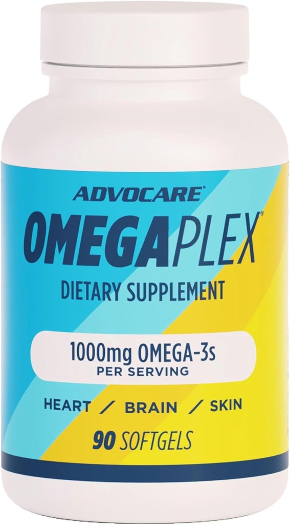 AdvoCare Omegaplex Kosttilskud - Omega 3 supplement med DHA & EPA - Essential Fedtsyre til støtte for immunforsvar, Metabolisme og hjerte sundhed * - hjælpemidler Sund hud, negle og hår - 90 Softgels