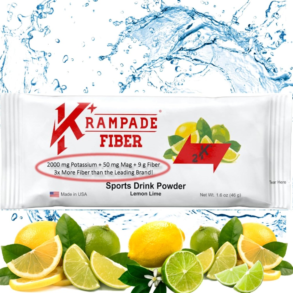 Krampade Fiber 2K høj opløselig Fiber, High Kalium, Magnesium supplement drik pulver mix - 2X mere Fiber Budd124; Reducere kramper Budd124; (Lemon Lime, 19 Servering Bulk Pouch)