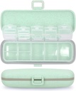 Naturetouch Pill Organizer, 7 kompartmenter Pill Box Portable Travel Medicine Organizer til purse eller Pocket 7 dag Pill Dispenser opbevaring sag med lås for Vitamin Medicin Fish Oil Kosttilskud Gree