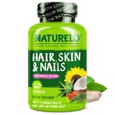 NATURELO hår, hud og negle Multivitamin - 5000 mcg biotin, collagen, naturlige vitamin E - supplement til sund hud, hårvækst for kvinder og mænd 60 kapsler