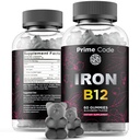Vitamin B12 Gummier for kvinder og mænd, 20 mg jerntilskud til voksne, Gratis blod Builder for anæmi, Vitamin B12 Gummier med jern & naturlige Blackberry Flavor, Vegan, Non- GMO, 30 dages forsyning