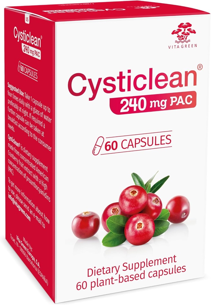Cysticlean Cranberry PAC Supplement - 240 mg PAC, sukkerfri - Urinvejsinfektion Support - mest effektive Cranberry piller til cystitis & interstitiel cystitis Relief