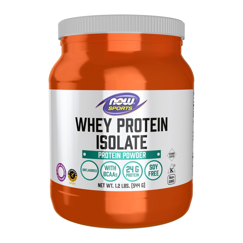 Now Sport Whey Protein Isolere pulver med BCAA - Unflavored - 1.2 LB