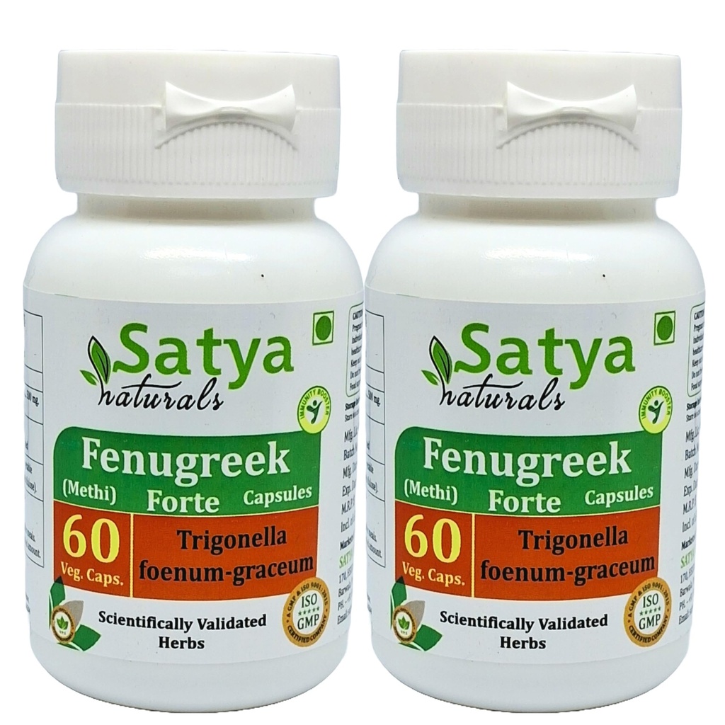 Fenugreek Forte Capsules 500 mg. 60 Veg. Capsule Depotinjektionsvæske 124; Methi (Trigonella Foenum Graceum) Uddrag Kapsler til mænd og kvinder Depotinjektionsvæske 124; Ayurvedic Herbal Supplement / Remedies Depotinjektionsvæske 124; 10: 1 Forte (2 flasker med 60 Kapsler)