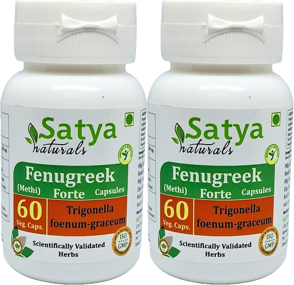 Fenugreek Forte Capsules 500 mg. 60 Veg. Capsule Depotinjektionsvæske 124; Methi (Trigonella Foenum Graceum) Uddrag Kapsler til mænd og kvinder Depotinjektionsvæske 124; Ayurvedic Herbal Supplement / Remedies Depotinjektionsvæske 124; 10: 1 Forte (2 flasker med 60 Kapsler)