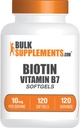 Bulkadditions.com Biotin 10000mcg Softgels - Vitamin B7, Biotin Vitaminer til hår, hud og negle, Biotin Supplement - Gluten Free, 1 Softgel per servering, 120 Greve (pakke med 1)