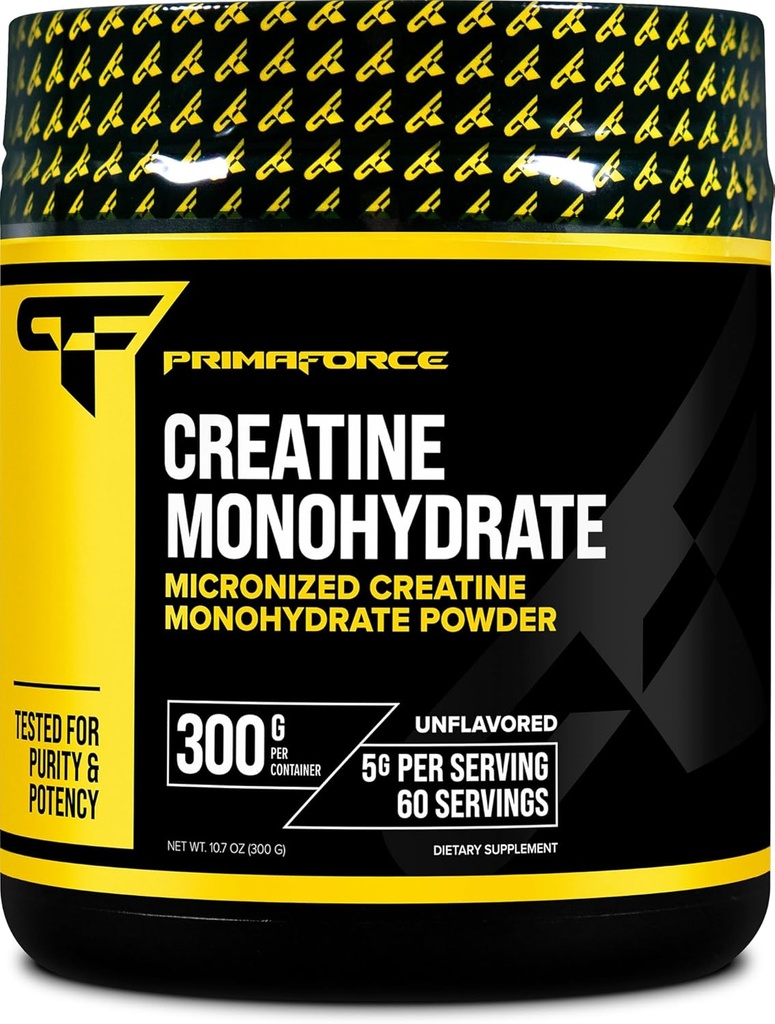 Primaforce Creatin Monohydrat Powder, 300 Bedste - Mikroniseret, Gluten fri, Non- GMO