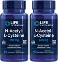 Life Extension N-Acetyl-L-cystein (NAC), immunrespons, respiratorisk sundhed, leversundhed, NAC 600 mg, antioxidant forsvar, frie radikaler, let at Absorb - Two Pack x 60 Kapsler