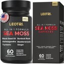 Økologiske Irish Sea Moss Kapsler: Sea Moss 10500mg Black Seed Oil 6000mg Gurkemeje 3000mg Ashwagandha 3000mg Bladerwrack 3000mg Burdock Root 3000mg Ginger til hud Gut Health Superfood 60 Kapsler