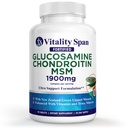 Glucosamin Chondroitin Advanced Joint Support Tripple Styrke med zink og kobber, Fælles tillæg for mænd og kvinder til brusk og fælles sundhed, Lavet i USA, 90 Veg tabletter