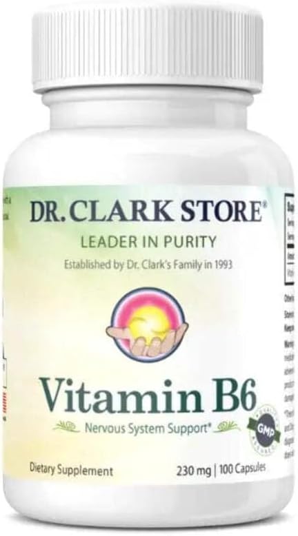 Dr. Clark Vitamin B6 supplement, 230mg, 100 kapsler