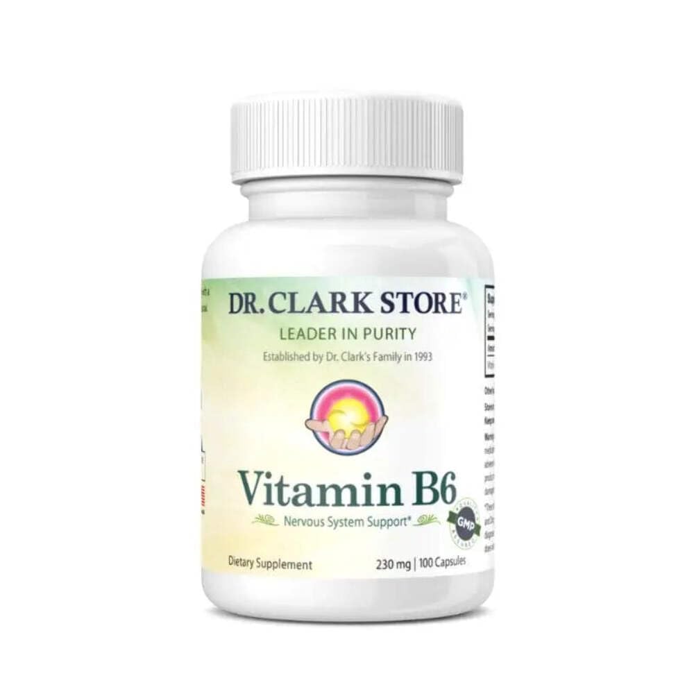 Dr. Clark Vitamin B6 supplement, 230mg, 100 kapsler