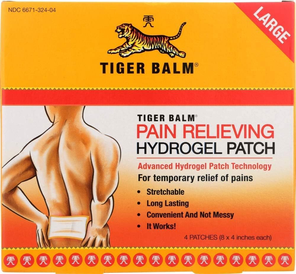 Tiger Balm Pain Lemping Large Patch, 4 "x 8", 4 / pack - Smerte Lemping Patch - For midlertidig lindring af mindre Aches af Muskler og Joints - Formuleret med menthol, Campher, og Capsicum - Fast- Fungerende
