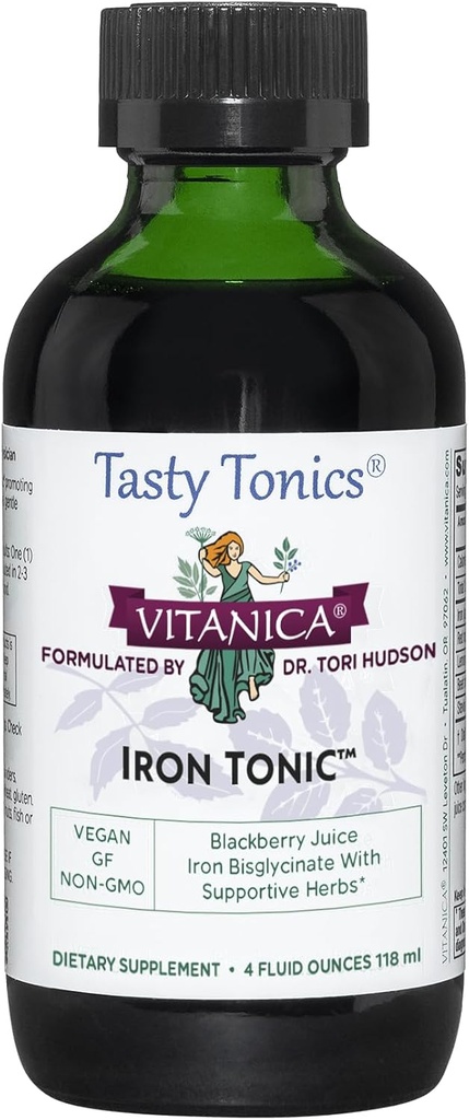 Vitanica Iron Tonic, Liquid Iron Supplement, Red Blood Cell Support, Vegan, 4 Ounce
