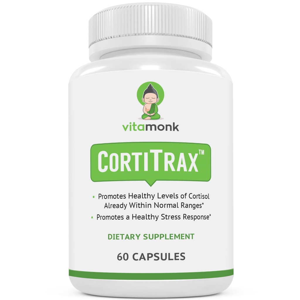VitaMonk CortiTrax Natural Cortisol Blocker - Doctor Formuleret Cortisol Manager, Cortisol Support & Cortisol Reducer (allerede inden for normale ranges) - 60 Capsule Cortisol supplement