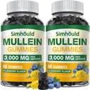 2 Pack Sugar Free 3000MG Mullein Gummies - Lung Cleanse, Mullein Leaf Extract Supplement for luftvejene, Organic Mullein Drops med Quercetin & bromelain for Lung, fordøjelsessygdomme & immunforsvar