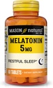 Mason Natural Melatonin 5 mg med B6 & Calcium, Natural Sleep Aid, Supports Restaured Sleep, 60 tabletter