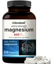 NatureBell Magnesium Glycinate 400mg Elemental, 270 Capsules | 100% Chelated for High Absorption | Supports Muscle, Bone & Heart Health | Non-GMO, Gluten-Free, Vegan