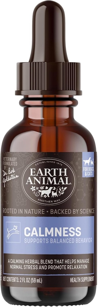 Earth Animal Apothecary Liquid Supplement - Calmness Urtemedies for Dogs & Cats - 2 fl oz