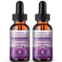 2 Pack Glucosamin Chondroitin MSM Liquid Drops, Extra Strength Joint Support for Voksne Mænd & Kvinder, Quercetin Boswelia, Bromelain, Antioxidant immunforsvar (4 Fl oz)