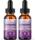 2 Pack Glucosamin Chondroitin MSM Liquid Drops, Extra Strength Joint Support for Voksne Mænd & Kvinder, Quercetin Boswelia, Bromelain, Antioxidant immunforsvar (4 Fl oz)