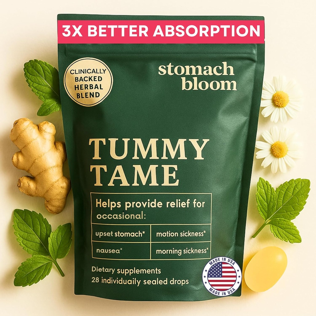 Fast-Acting Ginger for Nausea Relief | Herbal Relief for Pregnancy Nausea and Morning & Motion Sickness | Ginger, Lemon, Spearmint & B6. 28 Individually Sealed Drops.