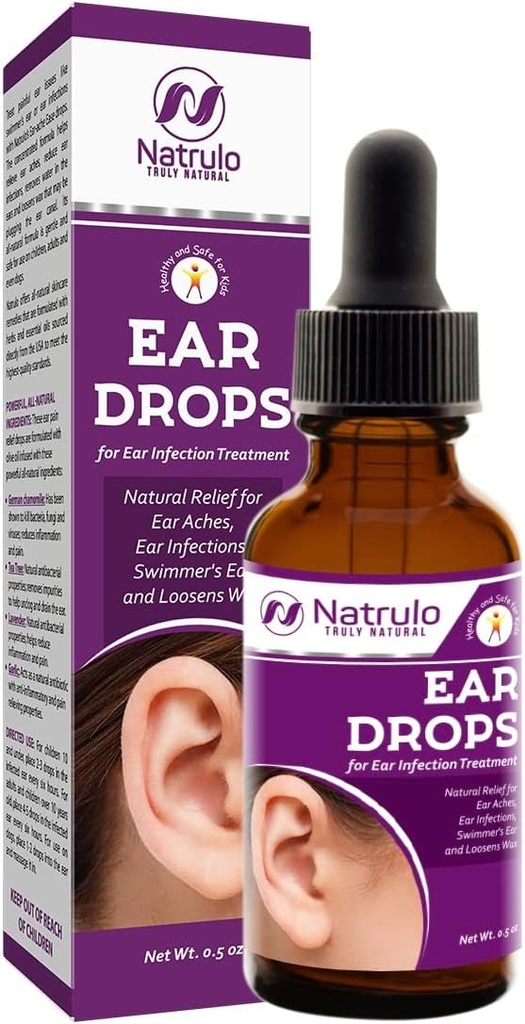 Natural Ear Drops for Ear Infektion - Homøopatiske Eardrops for voksne, Børn, Baby, & Kæledyr - Relieves Ear Aches, Swimmer 's Ear, & Loosens Wax - Kids Safe Ear Health Made in USA