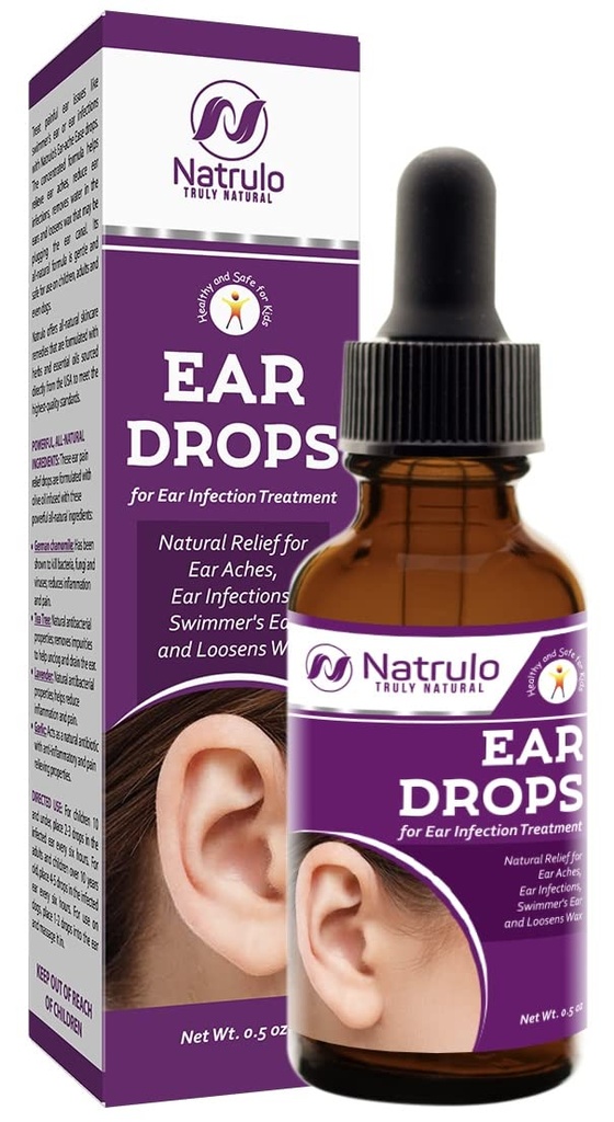 Natural Ear Drops for Ear Infektion - Homøopatiske Eardrops for voksne, Børn, Baby, & Kæledyr - Relieves Ear Aches, Swimmer 's Ear, & Loosens Wax - Kids Safe Ear Health Made in USA
