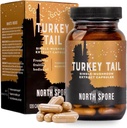 North Spore Organic Turkey Tail Extract Mushroom Supplement Kapsler 124; Stamina & Endurance