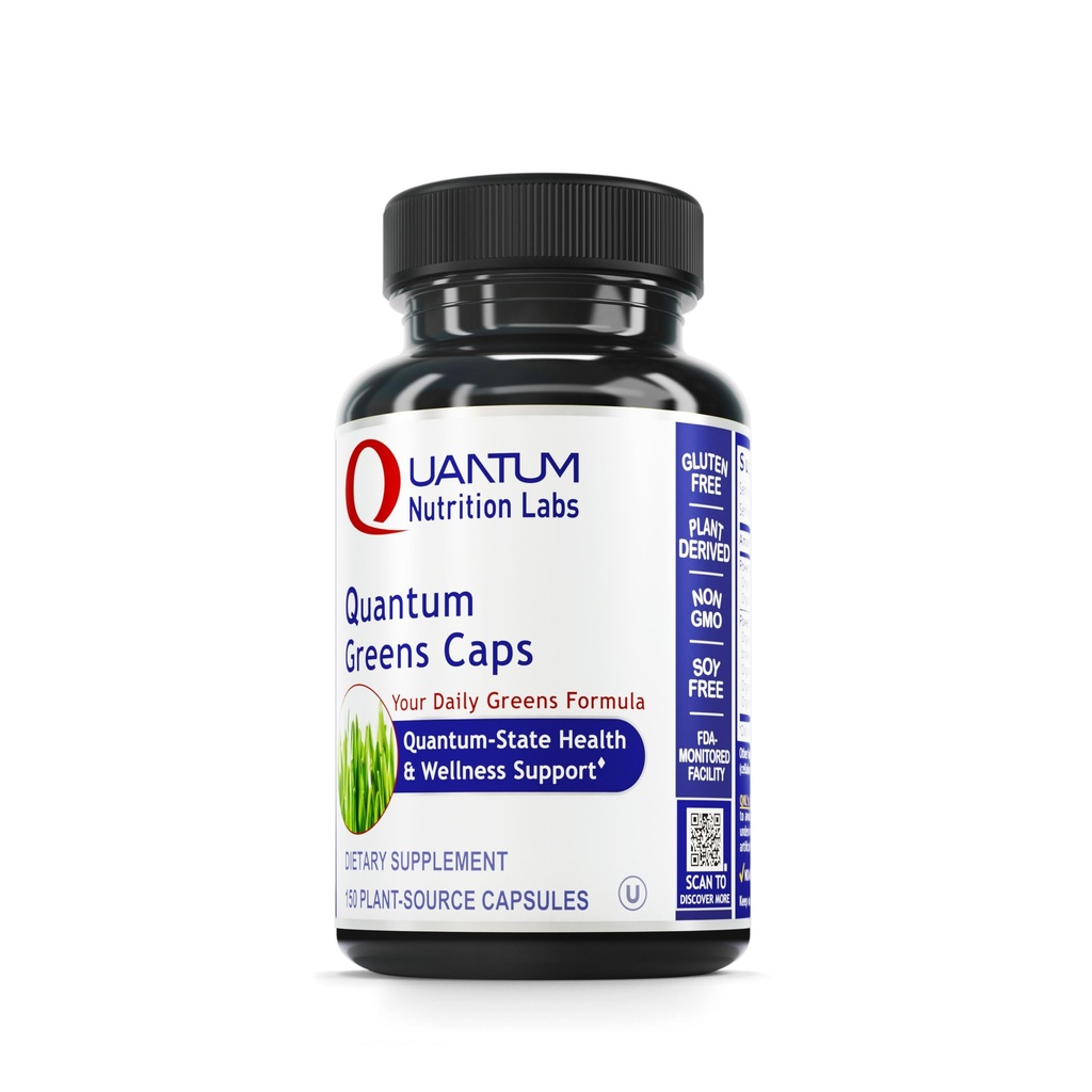 Quantum Nutrition Labs Grønne Kapsler - Super Green Kapsler, Grønne Kosttilskud, Superfood Blend for Wellness, Organic Veggie Pills med Kale, Leafy Green, Alfalfa - 150 Vegetariske Kapsler