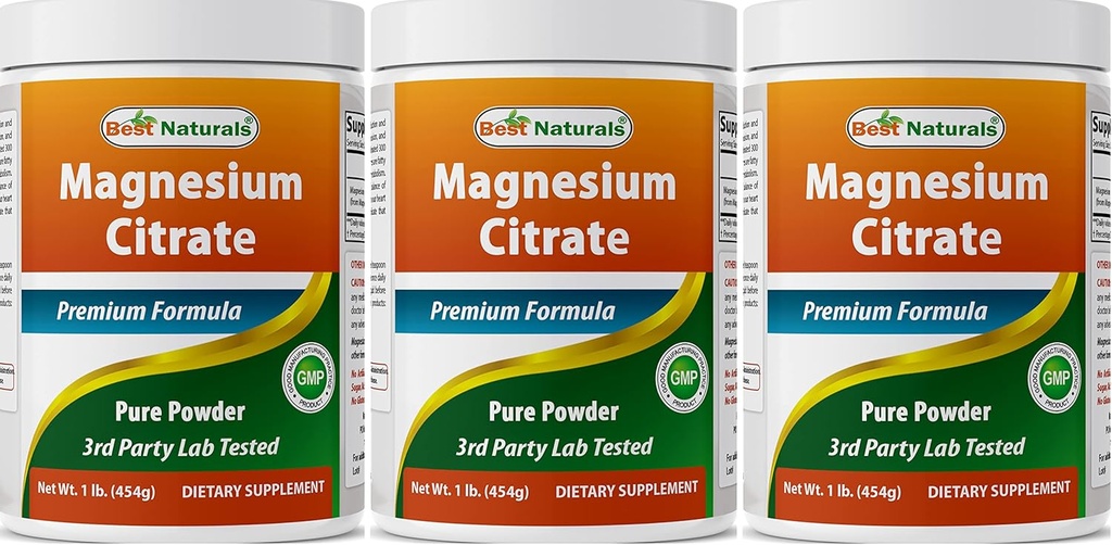 Bedste Naturals Magnesium Glycinat Powder - 1 Pund (1 LB (pakke med 3))