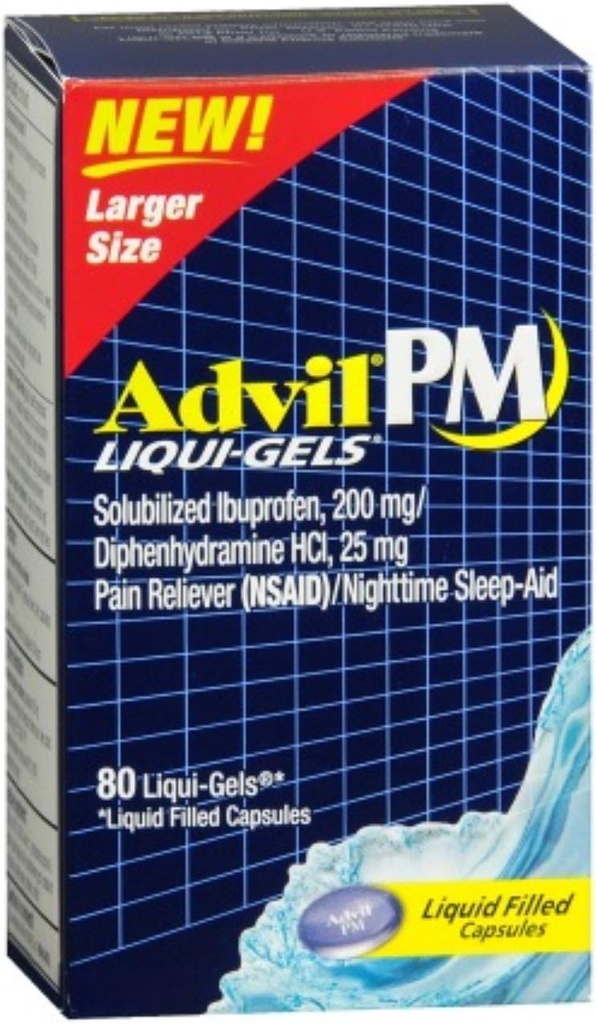 Advil PM Ibuprofen 200 mg Liqui- Gels 80 ea (pakning med 9)