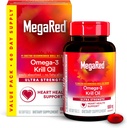 MegaRed Ultra Strength 1000mg Omega-3 Krill Oil Supplement med EPA / DHA, Astaxanthin & Phospholipider, Ingen Fish Oil Eftersmag understøtter hjerte, hjerne, fælles og øje sundhed, 60 Count Softgels.