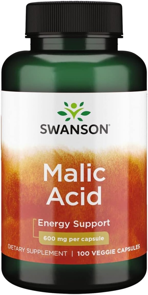 Swanson Malic Acid - Natural Supplement Fremme Cellular Energy Production - Supplement Formel til at hjælpe nourish '&' Energizes Muskler - (100 Veggie Kapsler, 600mg Hver)