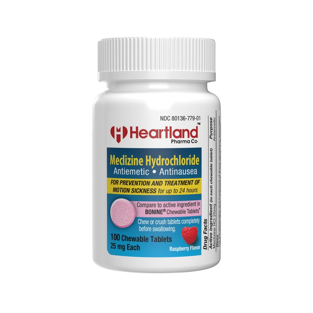 Meclizine Chewable 25mg stålet 124; Rejse & motion sygemedicin Tablet 124; Hjælper forebyggelsen kvalme, opkastning & svimmelhed Årsag af Motion sygemedicin Tablet 124; USA Fremstillet 124; 100 Tæl