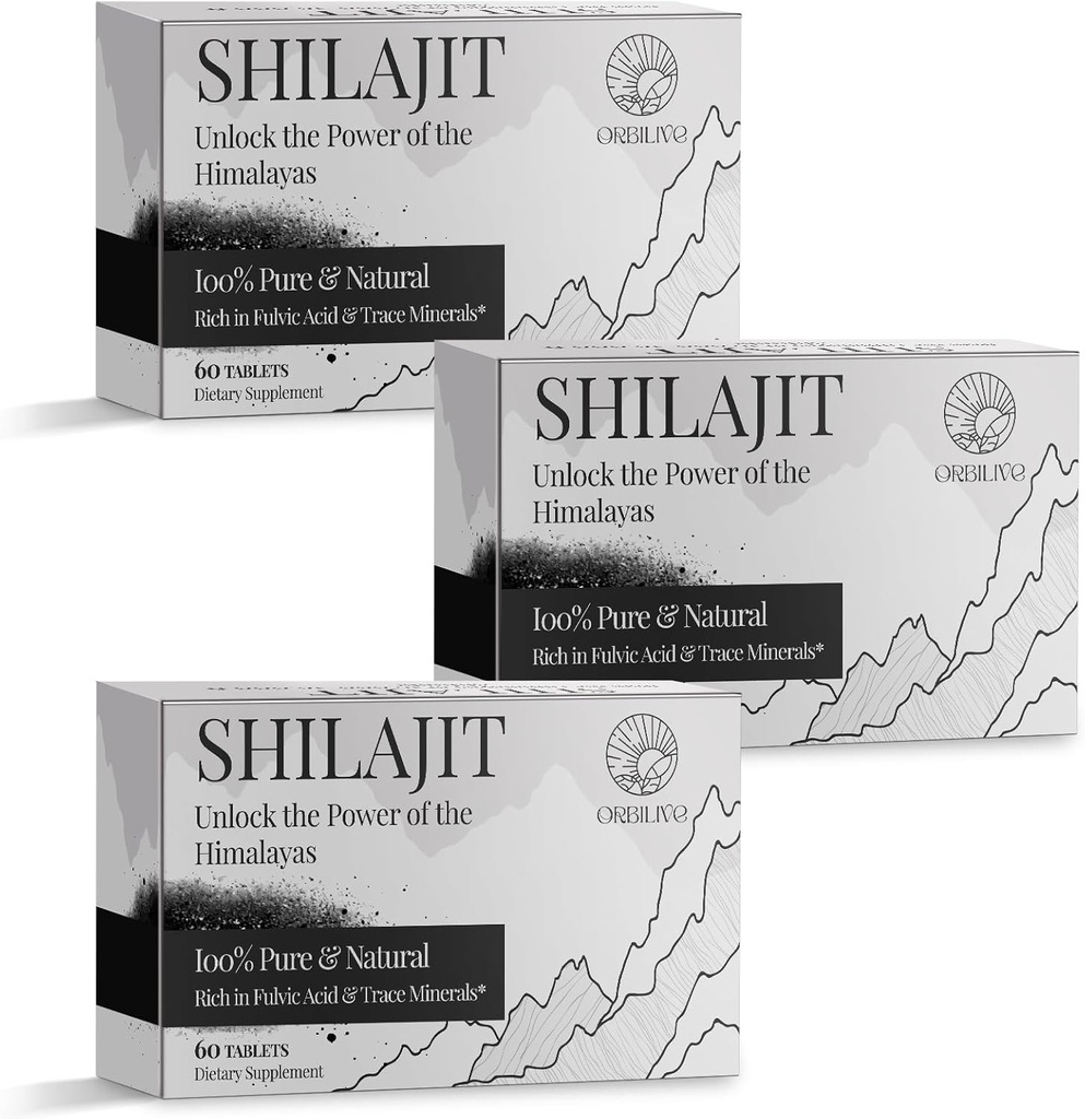 30. 000 MG Shilajit Tablets, 100% Shilajit Pure, Himalayan Organic, Shilajit for mænd og kvinder Rich in Fulvic Acid & 85 + Trace Minerals, Shilajit supplement til energi & immunsystem, 180 Tæl