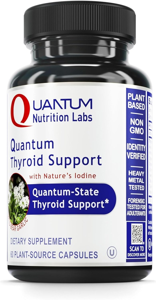 QNL Quantum Thyroid Support Supplement - Pure Thyroid Support Complex - Aids Hormonal Balance for Women & Men - Vegan Thyroid Complex - Features Jod - 60 Plant- Kilde kapsler
