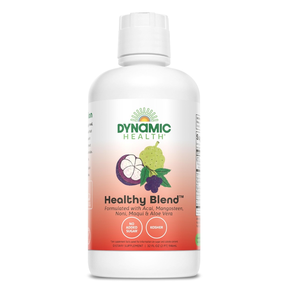Dynamisk sundhed sund blend med Acai, Mangosteen, Noni, Maqui & Aloe Vera, Ingen tilsætningsstoffer, immunsystem support, Antioxidant, Vegan, Gluten Free, Non- GMO, 32 Fl oz