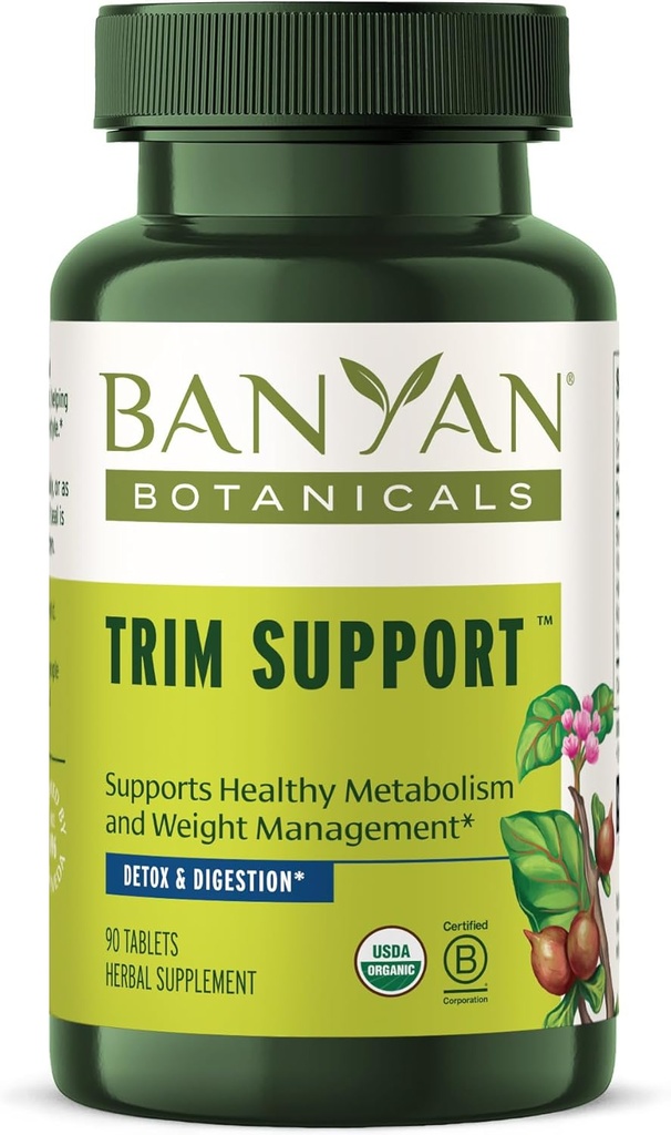 Banyan Botanicals Trim Support - Organic Weight Loss Supplement * - Naturlig Metabolisme Support med Triphala, Guggulu & Ayurvedic urter til Cleansing * - 90 tabletter - Ikke-GMO bæredygtigt sourced Vegan