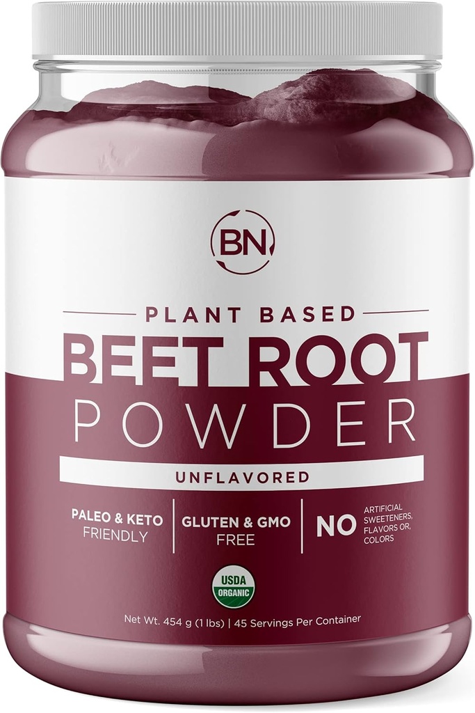 Organic Beet Root Powder - Pure Plant baseret nitrogenoxid Boosting Beets til Stamina og cirkulation - USDA Organic Beet Powder til din morgen Beet Juice - Non- GMO, Certified Organic, Gluten- Free