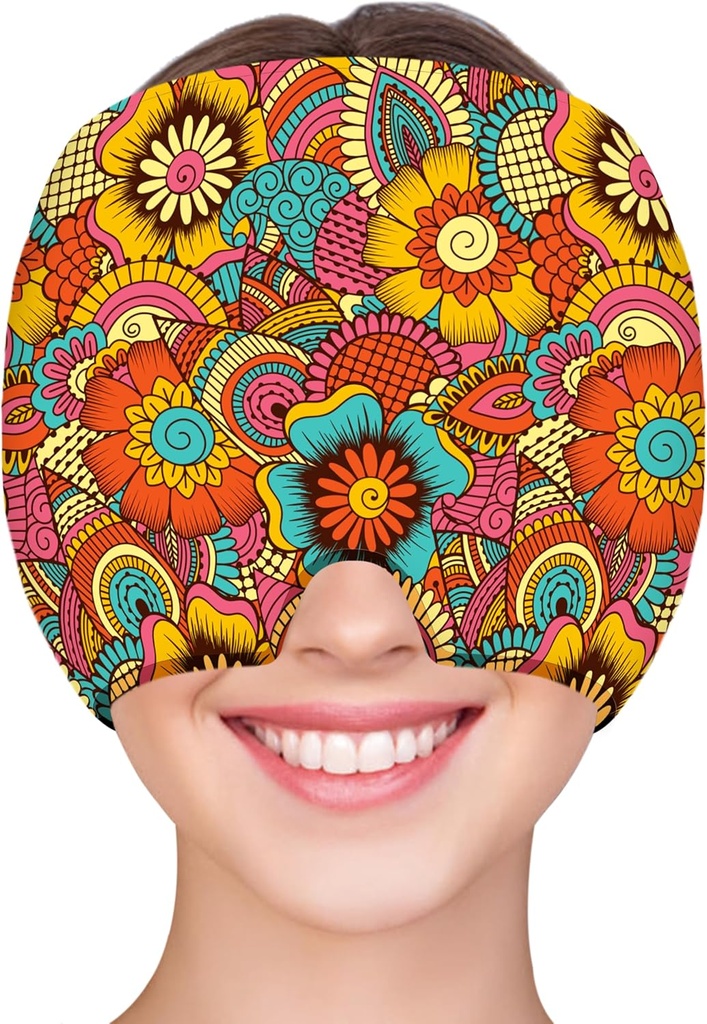 ZNÖCUETÖD Migræne Relief Cap Headache Relief Cap Cold Cap Ice Hat for Migræne Hovedpine Sinus Stress Spænding Head Ice Pack Wrap Migræne Mask Hångover Cap Ice Beanie Hot / Cold Compression Kvinder