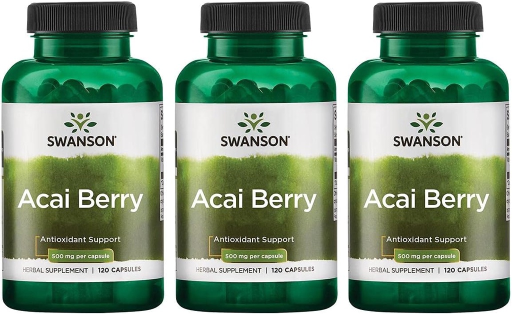 Swanson Acai Berry Antioxidant Support 500 Milligram 120 Kapsler (3 Pack)
