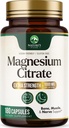 Magnesium Citrate 1000mg - Høj Absorption Magnesiumtillæg understøtter muskel, ben, nerve & hjerte sundhed - Ekstra styrke Magnesio Complex piller - Non-GMO, Premium Energy Formel - 180 kapsler