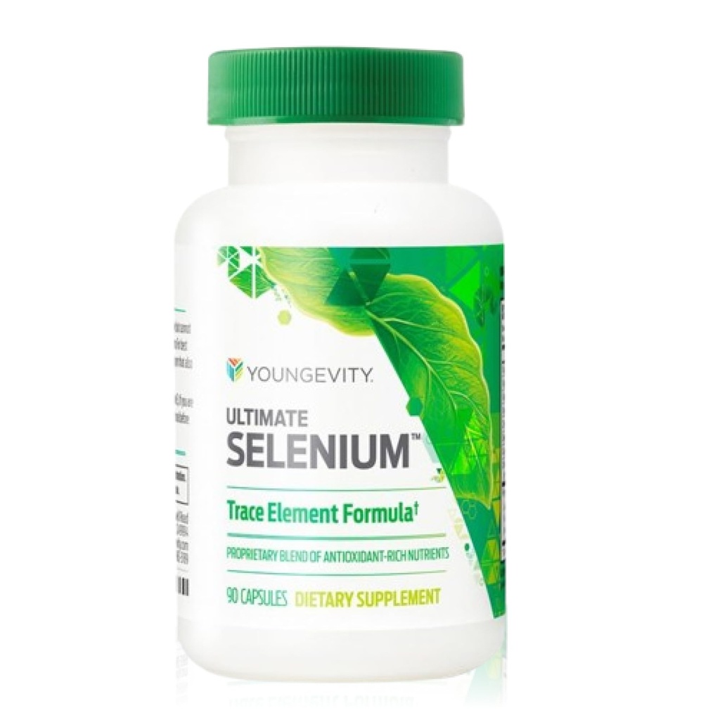 Youngevity Ultimate Selenium + Cofactors - Essential Mineral Supplement til immunforsvar, Antioxidant Defense, Thyreoideafunktion, og Cellular Health (I- selenomethionin) - (90 kapsler)