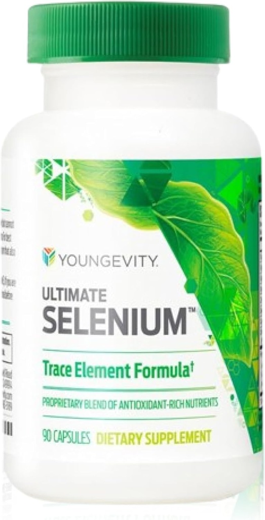 Youngevity Ultimate Selenium + Cofactors - Essential Mineral Supplement til immunforsvar, Antioxidant Defense, Thyreoideafunktion, og Cellular Health (I- selenomethionin) - (90 kapsler)