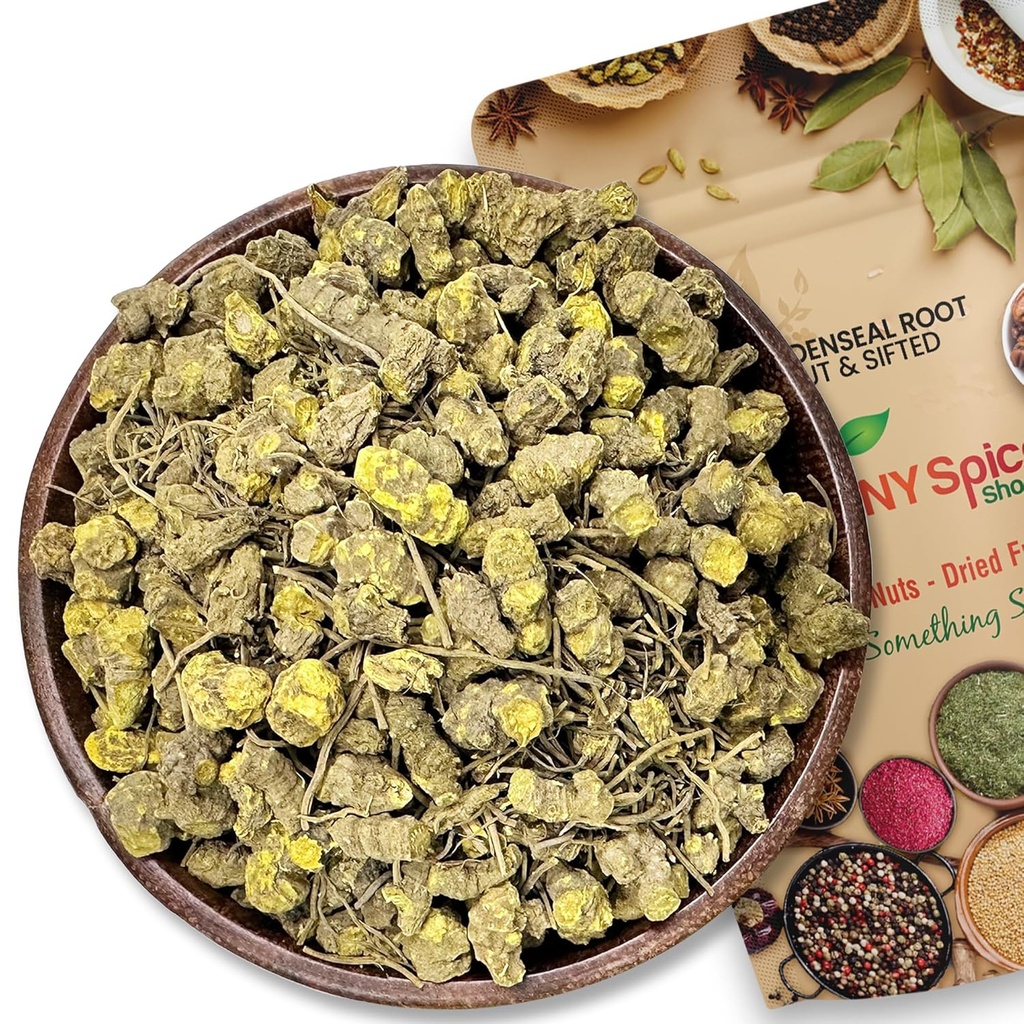 NY Spice Shop Goldenseal Root Herb Cut & Sifted - 1 Ounce Hydrastis Canadensis - Natural Cut & Sifted Herbal Supplement Wild Håndlavede Goldenseal - Sourced from Golden Seal Root